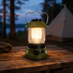 LAMPA DE CAMPING CU MANER,ACUMULATOR SI 2 MODURI DE LUMINOZITATE
