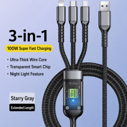 CABLU USB 3IN1 Digital Display Super Fast Charging 100W