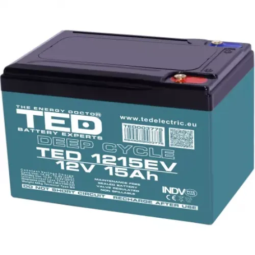 Acumulator 12V Vehicule Electrice, Dimensiuni 151 x 98 x 95 mm, Baterie 12V 15Ah M5, TED Electric TED003775