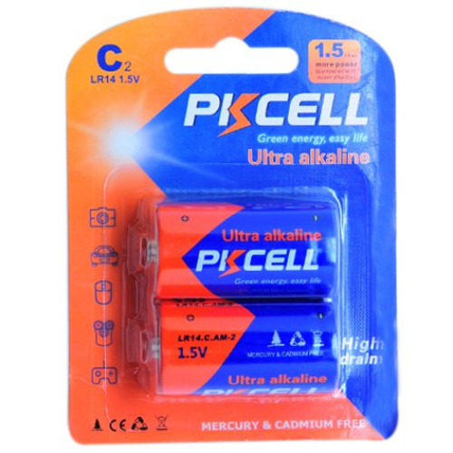 Set 2 baterii R14 alcaline PKCELL