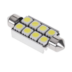 Bec auto 12V T11x42 8 leduri 5050 alb Bec auto 12V T11x42 8 leduri 5050 alb