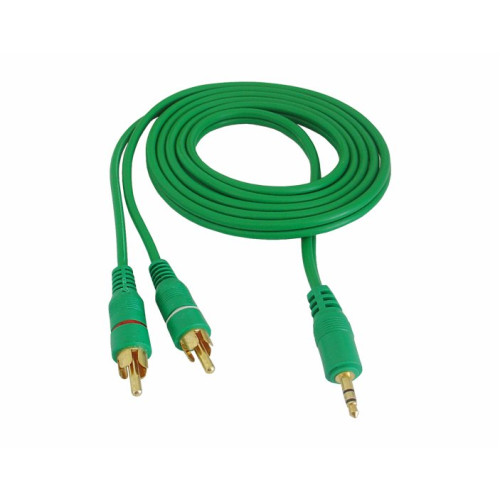 Cablu jack 3,5mm la 2RCA 10m verde 4.0X8mm