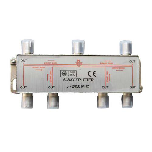 Spliter satelit 6 cai 5-2450MHz power pass Spliter satelit 6 cai 5-2450MHz power pass