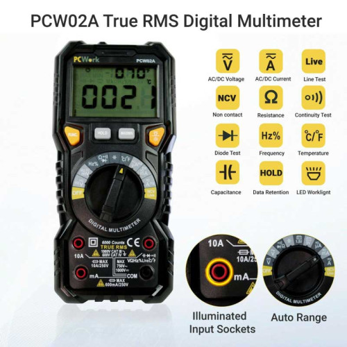 Multimetru digital true RMS NCV temperatura PCW02A Multimetru digital true RMS NCV temperatura PCW02A
