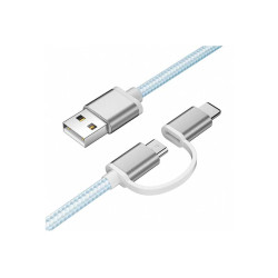 Cablu USB 2in1 microusb/tip C argintiu Cablu USB 2in1 microusb/tip C argintiu