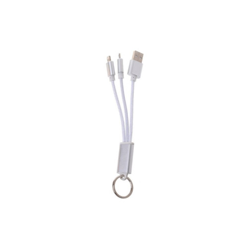 Cablu breloc 2in1 microusb/Iphone argintiu
