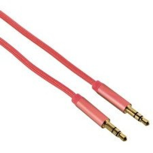 Cablu jack3.5 tata- jack3.5 tata plat flexibil mufe metalice rosu 1.5m