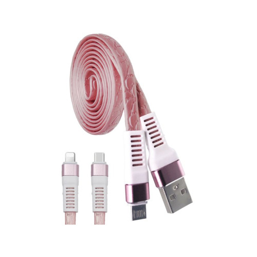Cablu Iphone imitatie piele roz