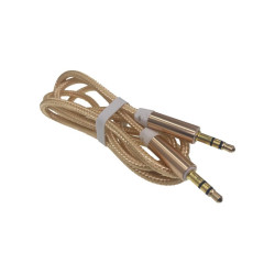 Cablu jack 3,5mm la jack 3,5mm textil auriu Cablu jack 3,5mm la jack 3,5mm textil auriu
