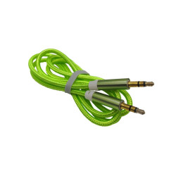 Cablu jack 3,5mm la jack 3,5mm textil verde fosforescent Cablu jack 3,5mm la jack 3,5mm textil verde fosforescent