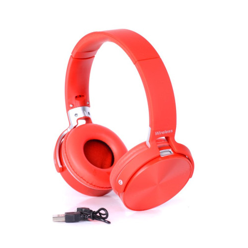 Casti fara fir cu mp3/bt/FM/mic rosii Casti fara fir cu mp3/bt/FM/mic rosii