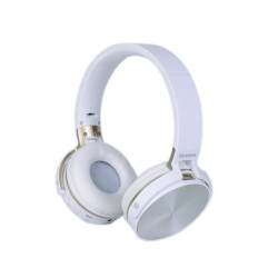 Casti fara fir cu mp3/bt/FM/mic albe Casti fara fir cu mp3/bt/FM/mic albe