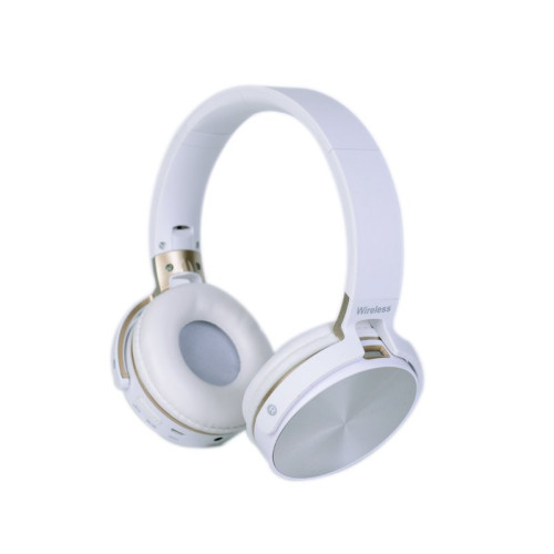 Casti fara fir cu mp3/bt/FM/mic albe Casti fara fir cu mp3/bt/FM/mic albe
