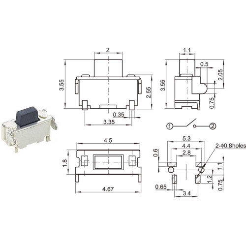 Microintrerupator 2X4X3.5mm KFC-003 Microintrerupator 2X4X3.5mm KFC-003