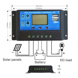 Controler panou solar 12/24V 30A mini dual USB Controler panou solar 12/24V 30A mini dual USB