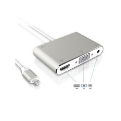 Cablu adaptor Iphone 8pin la HDMI+VGA+audio Cablu adaptor Iphone 8pin la HDMI+VGA+audio