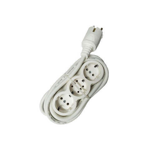 Prelungitor cauciucat bachelita 3cai 2m 3x1.5mm2 alb