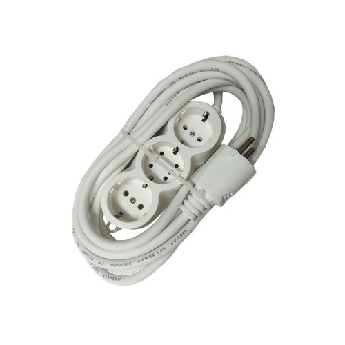 Prelungitor cauciucat bachelita 3cai 5m 3x1.5mm2 alb