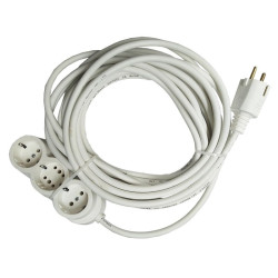 Prelungitor cauciucat bachelita 3cai 10m 3x1.5mm2 alb