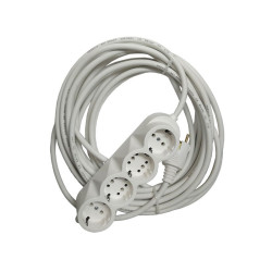 Prelungitor cauciucat bachelita 4cai 10m 3x1.5mm2 alb