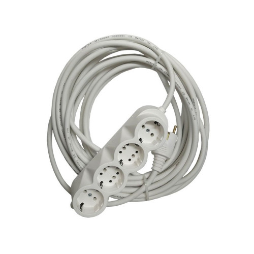 Prelungitor cauciucat bachelita 4cai 10m 3x1.5mm2 alb