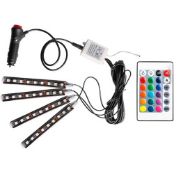 Set 4 benzi lumini ambientale auto 12V SMD RGB, telecomanda Set 4 benzi lumini ambientale auto 12V SMD RGB, telecomanda