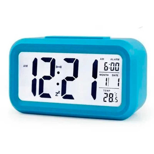Ceas cu termomentru si alarma albastru Ceas cu termomentru si alarma albastru