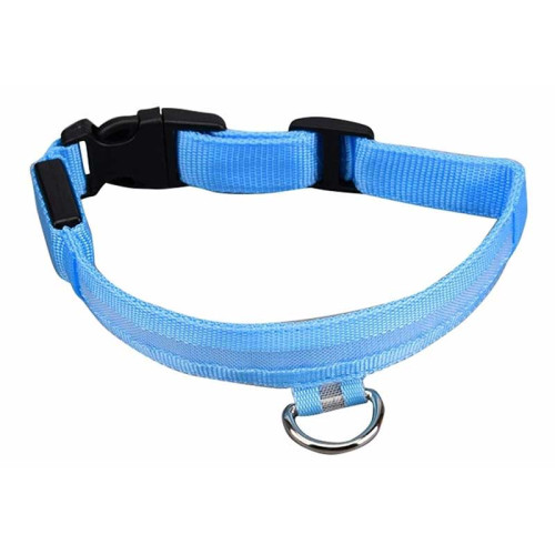 Zgarda caine cu leduri albastra 32-37cm Zgarda caine cu leduri albastra 32-37cm