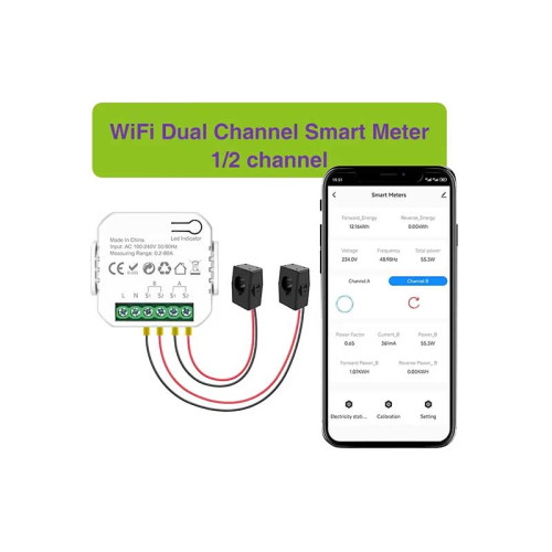 Contor monofazic 2 intrari smart WiFi Contor monofazic 2 intrari smart WiFi