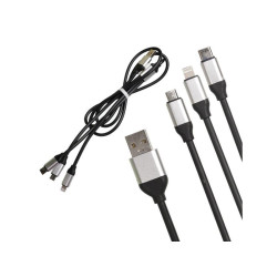 Cablu USB 3in1 gros gumat negru Cablu USB 3in1 gros gumat negru