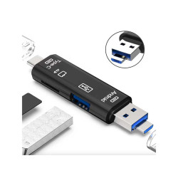 Cititor carduri memorie 5in1 USB, Tip C, Micro-USB