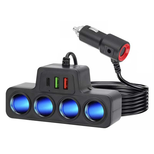 Adaptor bricheta auto x4 +2xUSB+tip C Adaptor bricheta auto x4 +2xUSB+tip C