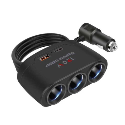 Adaptor bricheta auto x3 +USB+tip C fast charge Adaptor bricheta auto x3 +USB+tip C fast charge
