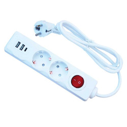 Prelungitor 2cai cu USB+tip C 1,5m Prelungitor 2cai cu USB+tip C 1,5m