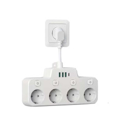Prelungitor 4cai cu intrerupator 3xUSB 1xUSB-C Prelungitor 4cai cu intrerupator 3xUSB 1xUSB-C