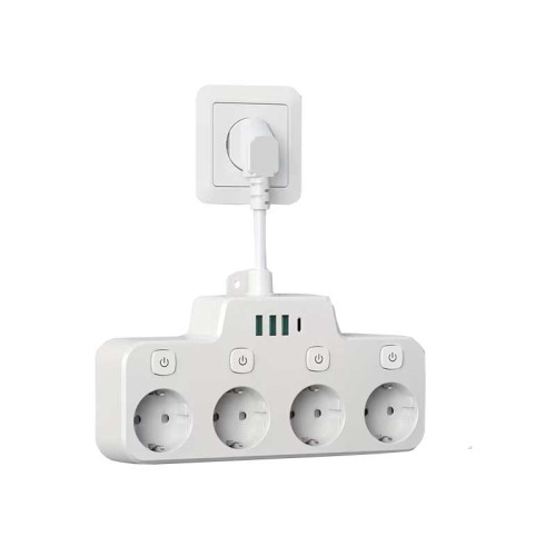 Prelungitor 4cai cu intrerupator 3xUSB 1xUSB-C Prelungitor 4cai cu intrerupator 3xUSB 1xUSB-C