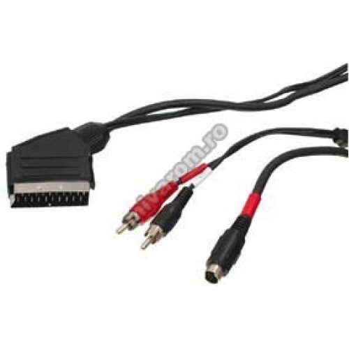Cablu scart la svhs+2RCA 2m
