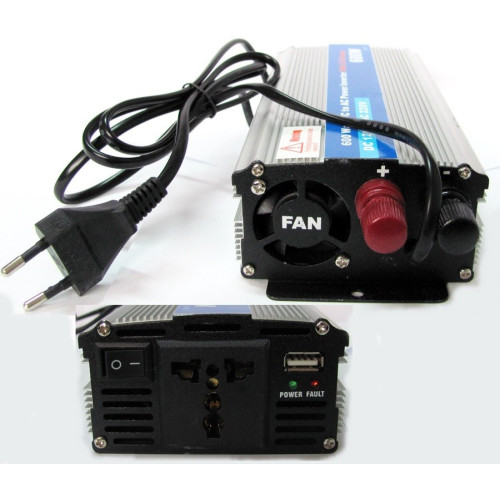 Invertor tensiune 600W 12V cu incarcare Invertor tensiune 600W 12V cu incarcare