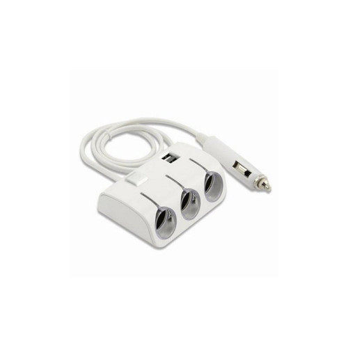 Adaptor bricheta auto x3 cu USB alb Adaptor bricheta auto x3 cu USB alb
