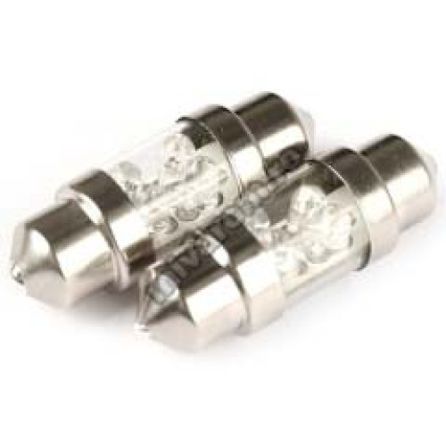 Bec auto 12V T10*31 4 led alb