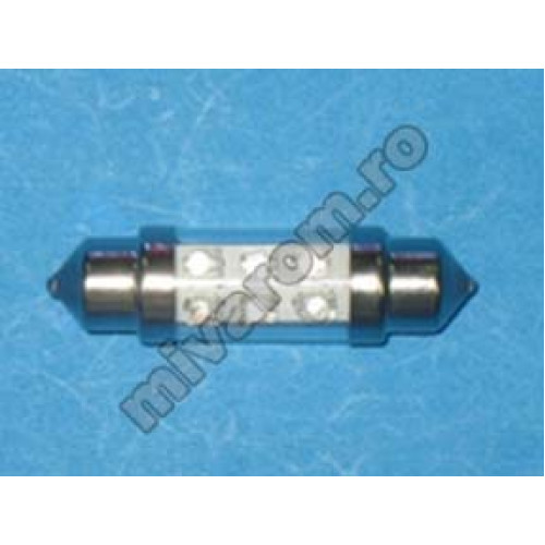 Bec auto 12V T10*36 6 led albastru