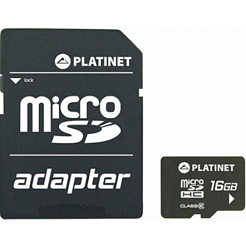 MicroSDHC 16Gb Platinet cu adaptor