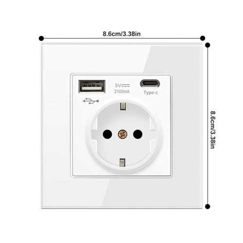 Priza suko cu USB si Tip C 2.1A Priza suko cu USB si Tip C 2.1A