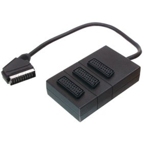 Adaptor scart tata la 3 scart mama negru Adaptor scart tata la 3 scart mama negru