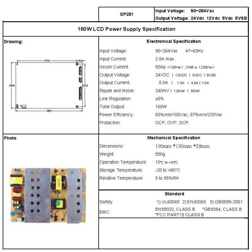 Sursa alimentare LCD GP281-150W