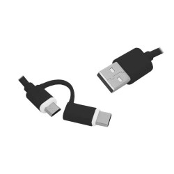 Cablu USB 2in1 microusb/tip C negru Cablu USB 2in1 microusb/tip C negru
